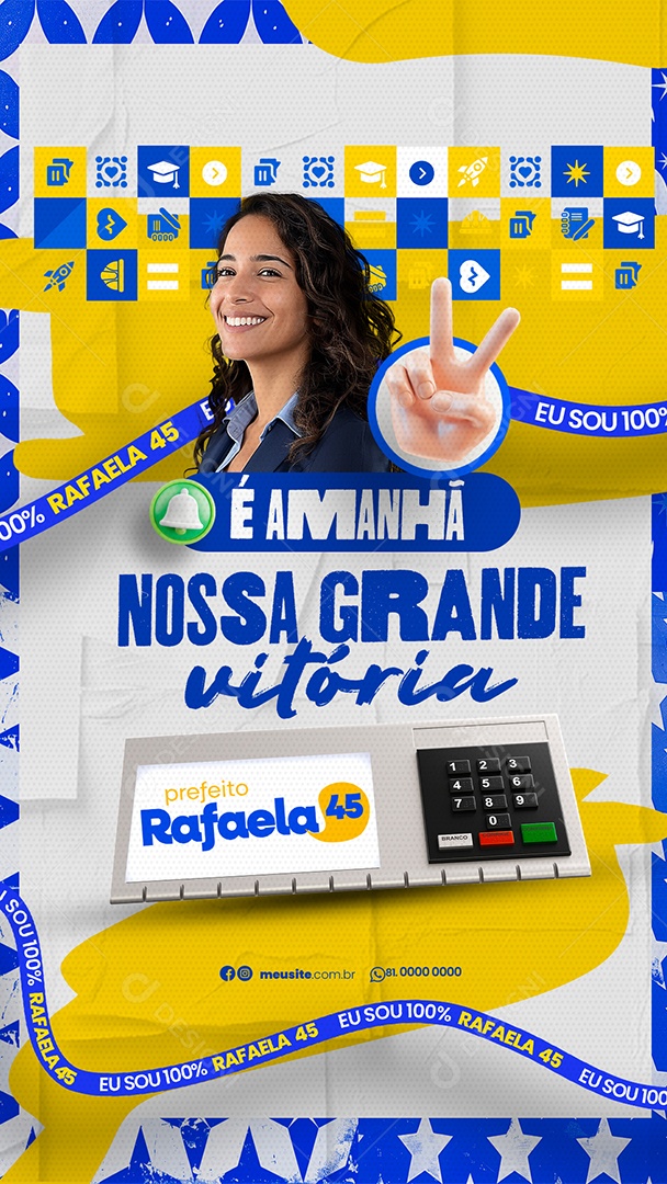 Story Politica É Amanhã nossa Grande Vitória Prefeito Rafaela Social Media PSD Editável