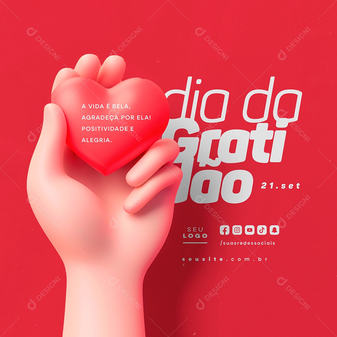 Dia da Gratidão 21 de Setembro A Vida é Bela Social Media PSD Editável
