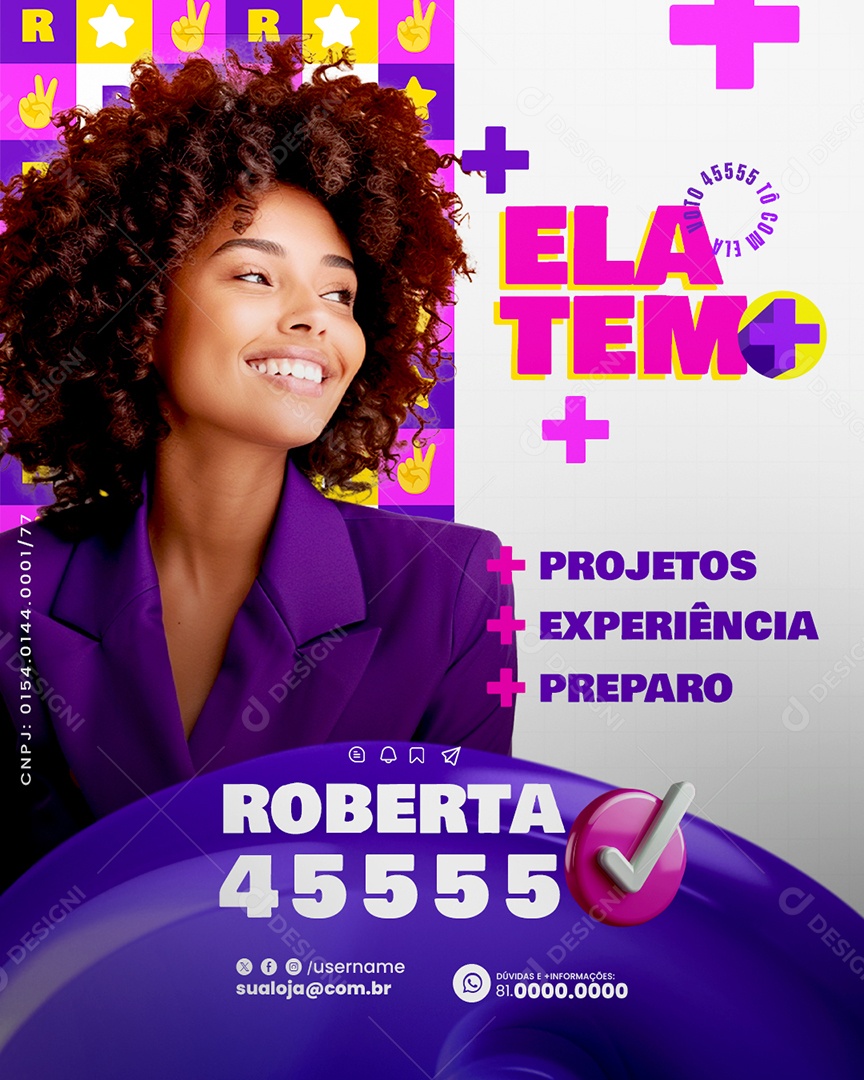 Politica Ela tem mais Projetos Experiência Preparo Social Media PSD Editável