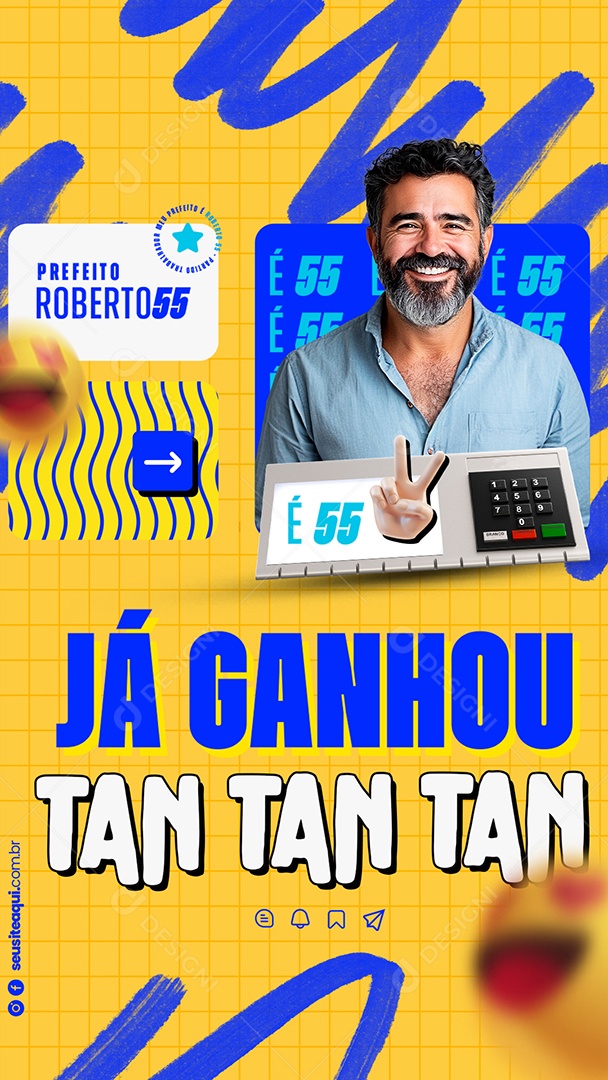 Story Politica Prefeito Roberto Já Ganhou Tan Tan Tan Social Media PSD Editável