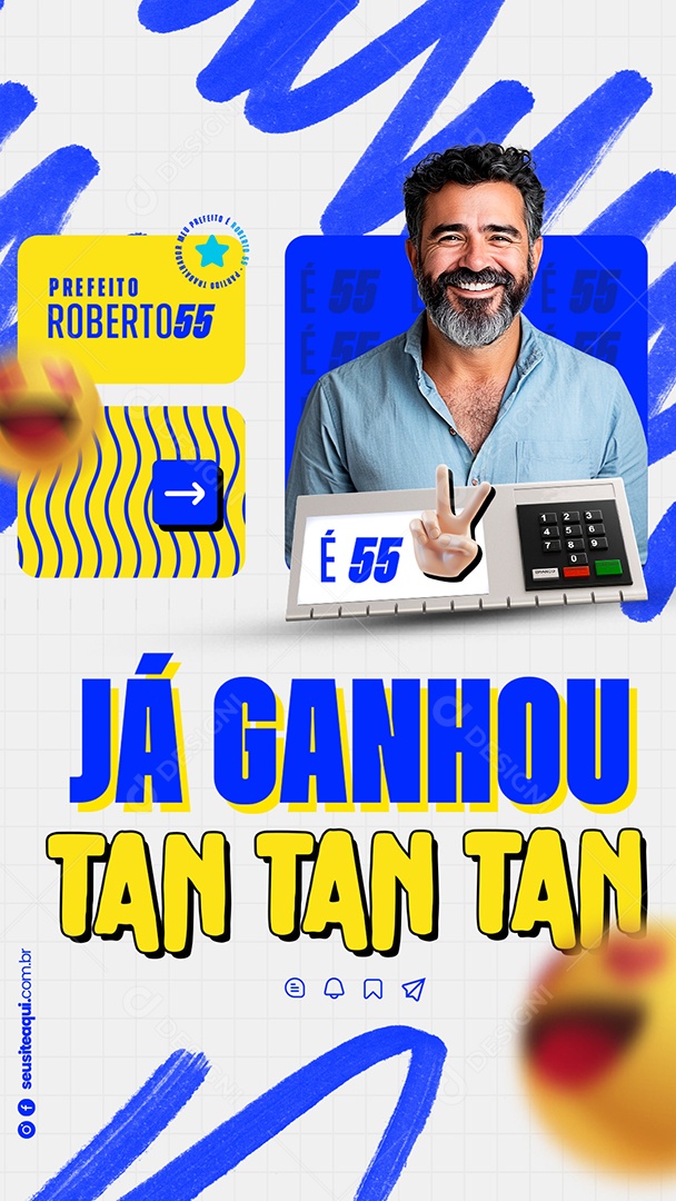 Story Politica Meu Prefeito Roberto Já Ganhou Social Media PSD Editável