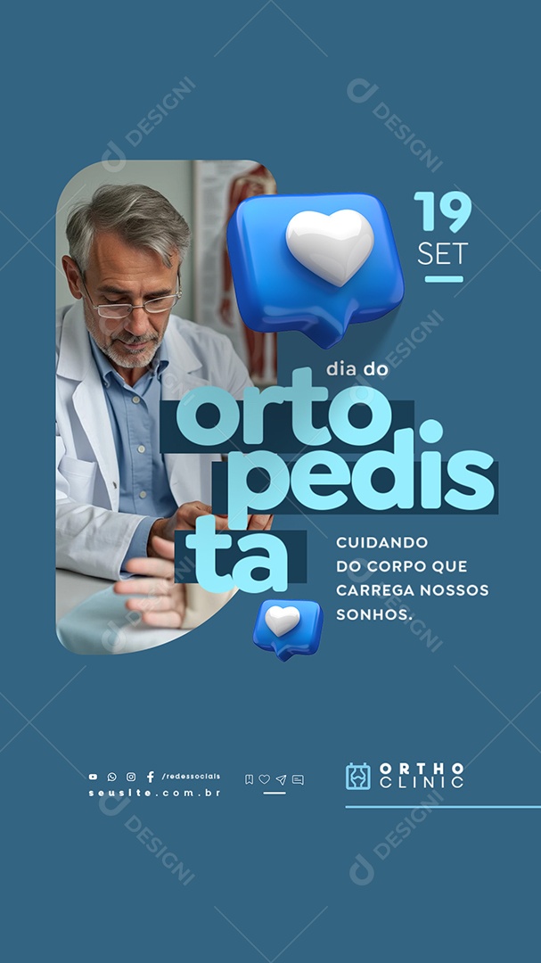 Story Dia do Ortopedista 19 de Setembro Cuidando do Corpo Social Media PSD Editável