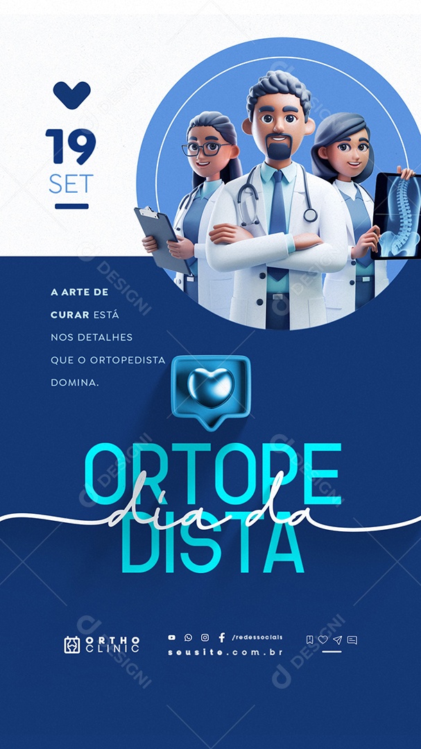 Story Dia do Ortopedista 19 de Setembro A Arte de Curar Social Media PSD Editável