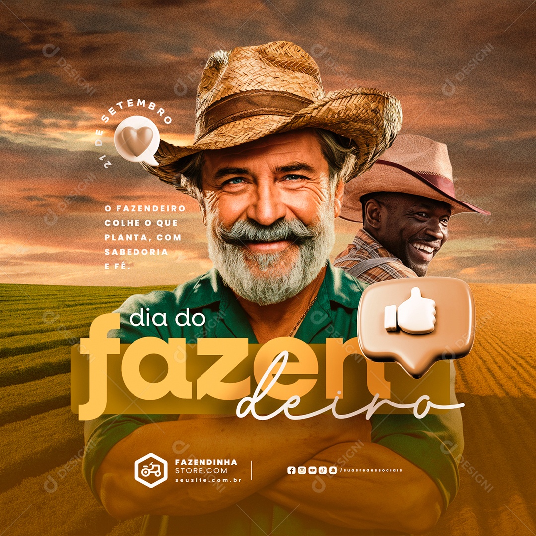 Dia Do Fazendeiro 21 De Setembro Colhe o Que Planta Social Media PSD Editável
