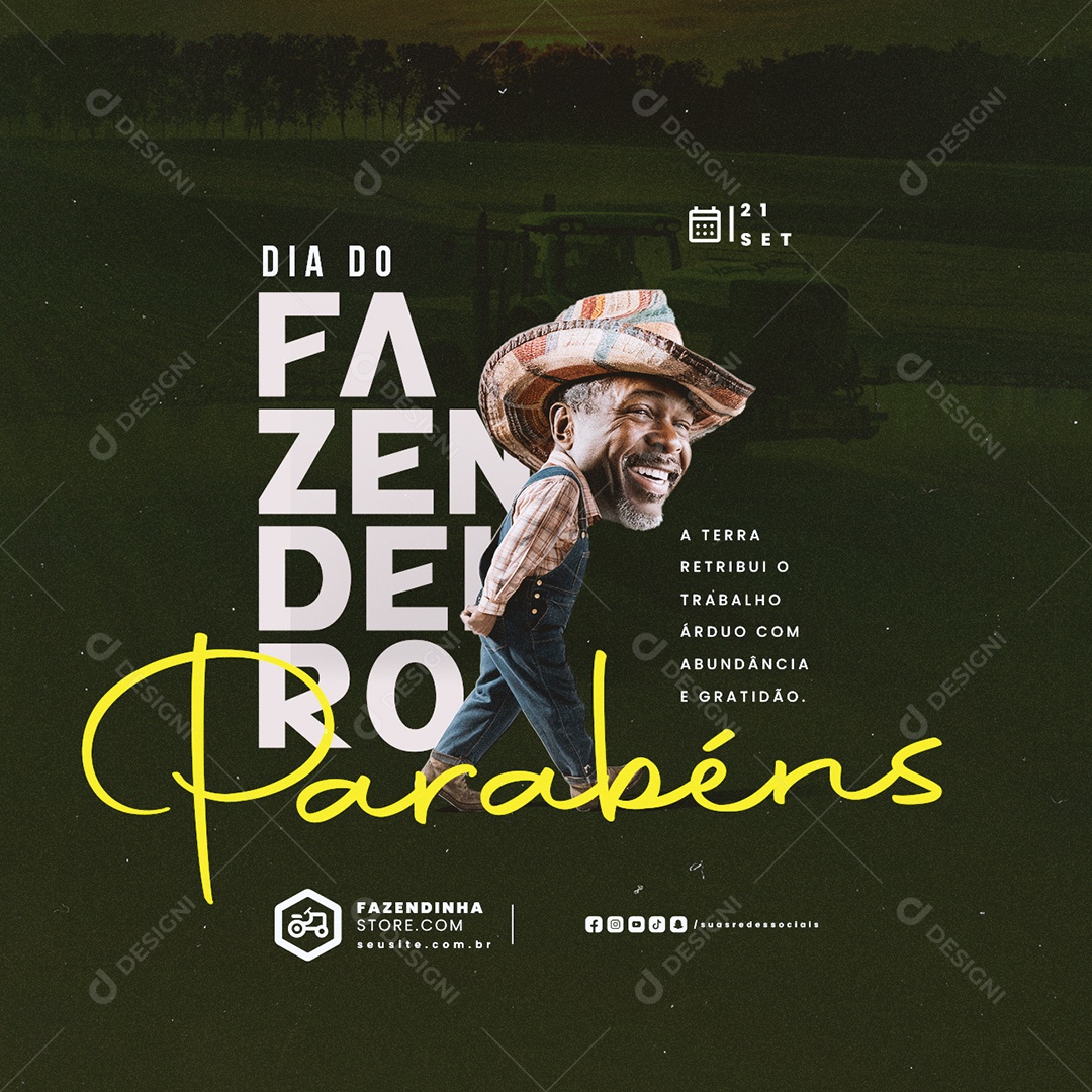 Dia Do Fazendeiro 21 De Setembro Parabéns Social Media PSD Editável