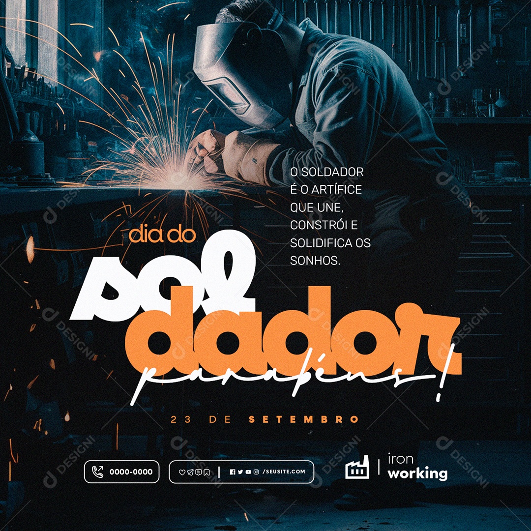 Dia do Soldador 23 de Setembro Parabéns Social Media PSD Editável