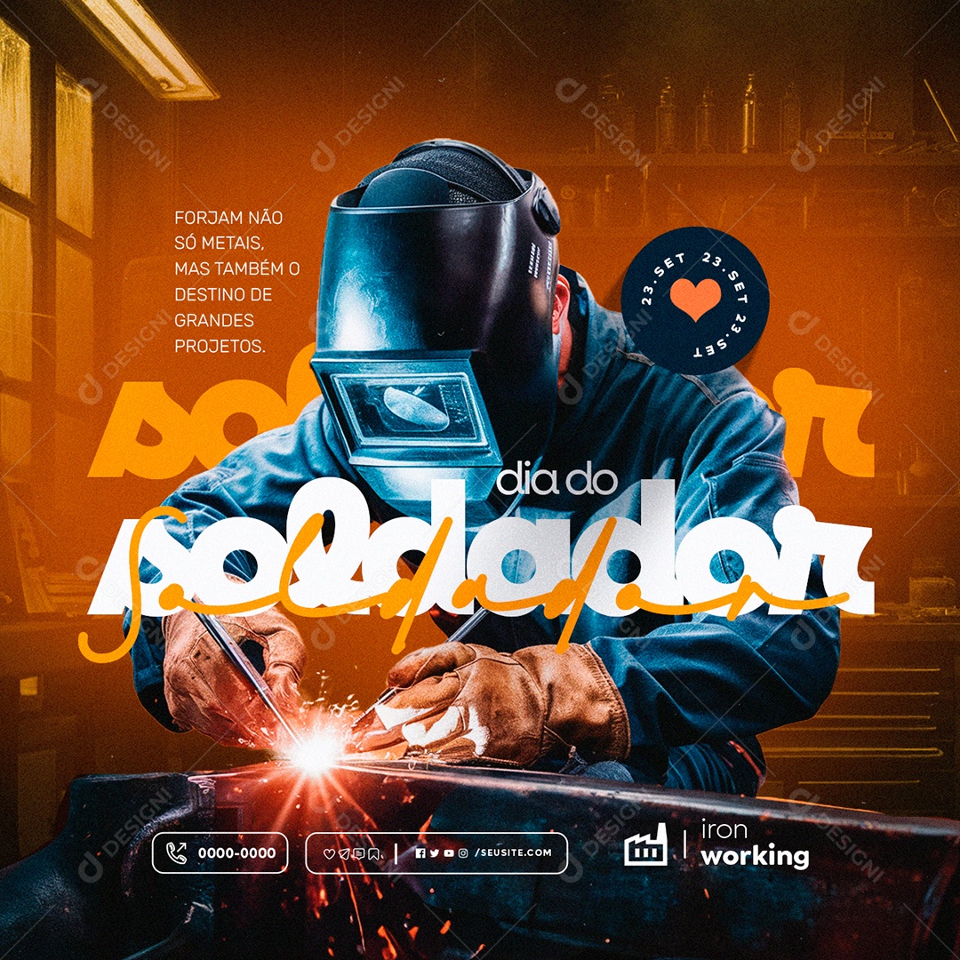 Dia do Soldador 23 de Setembro Social Media PSD Editável