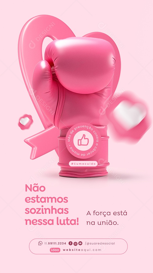 Story Outubro Rosa não Estamos Sozinhas nessa Luta Social Media PSD Editável