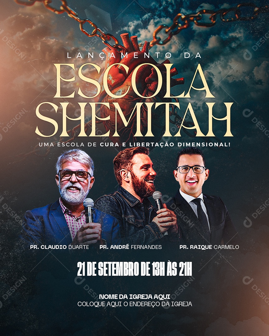 Lançamento da Escola Shemitah Social Media PSD Editável