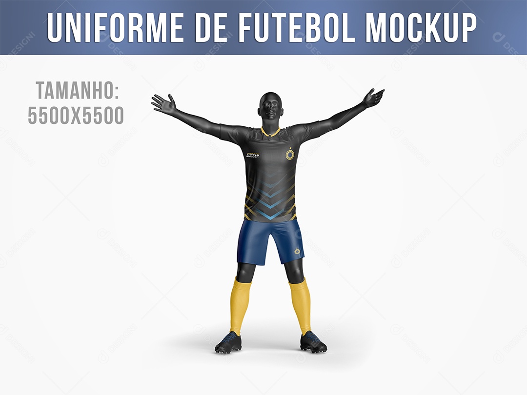 Uniforme de Futebol Celebrando Mockup PSD Editável