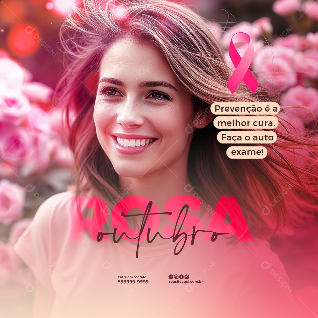 Outubro Rosa Prevenção é a Melhor Cura Social Media PSD Editável