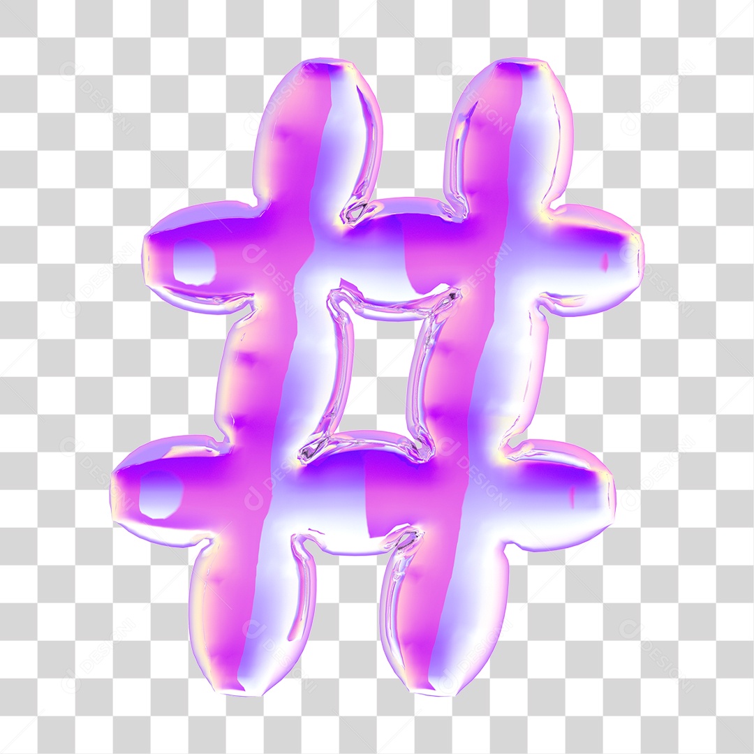 Balão Sinal De Hashtag Em Um Estilo Brilhante Elemento 3D PNG Transparente