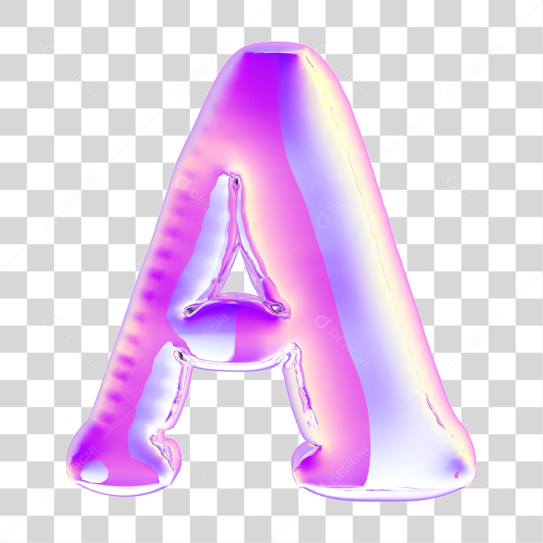 Balão Letra A Maiúscula Em Um Estilo Brilhante Elemento 3D PNG Transparente