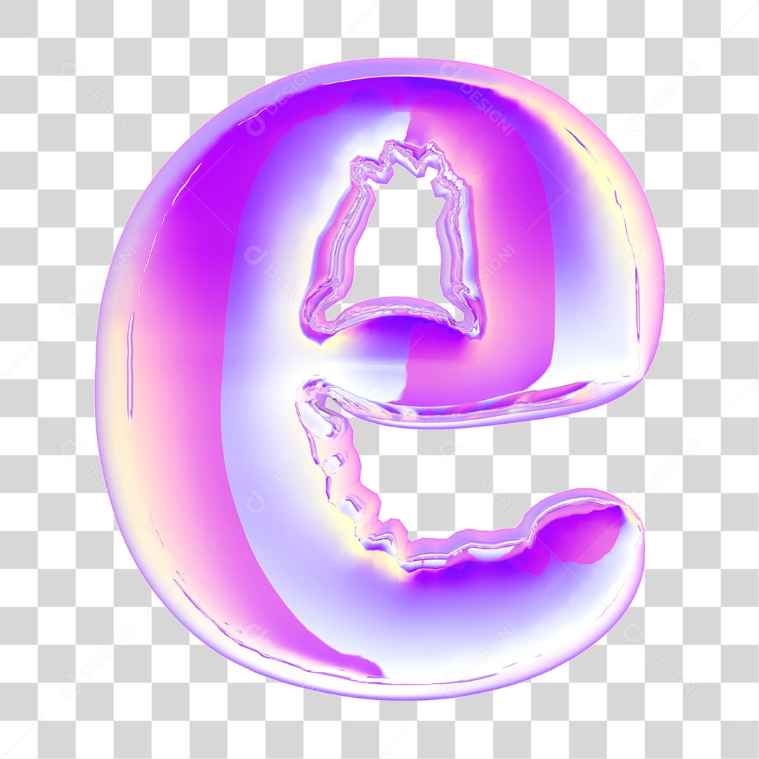 Balão Letra e Minúscula Em Um Estilo Brilhante Elemento 3D PNG Transparente