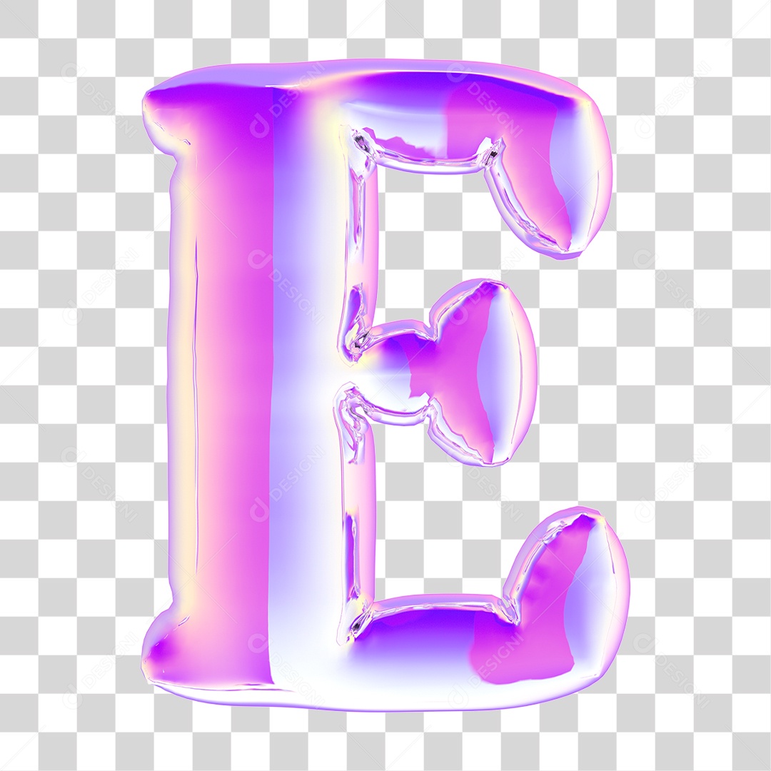 Balão Letra E Maiuscula Em Um Estilo Brilhante Elemento 3D PNG Transparente