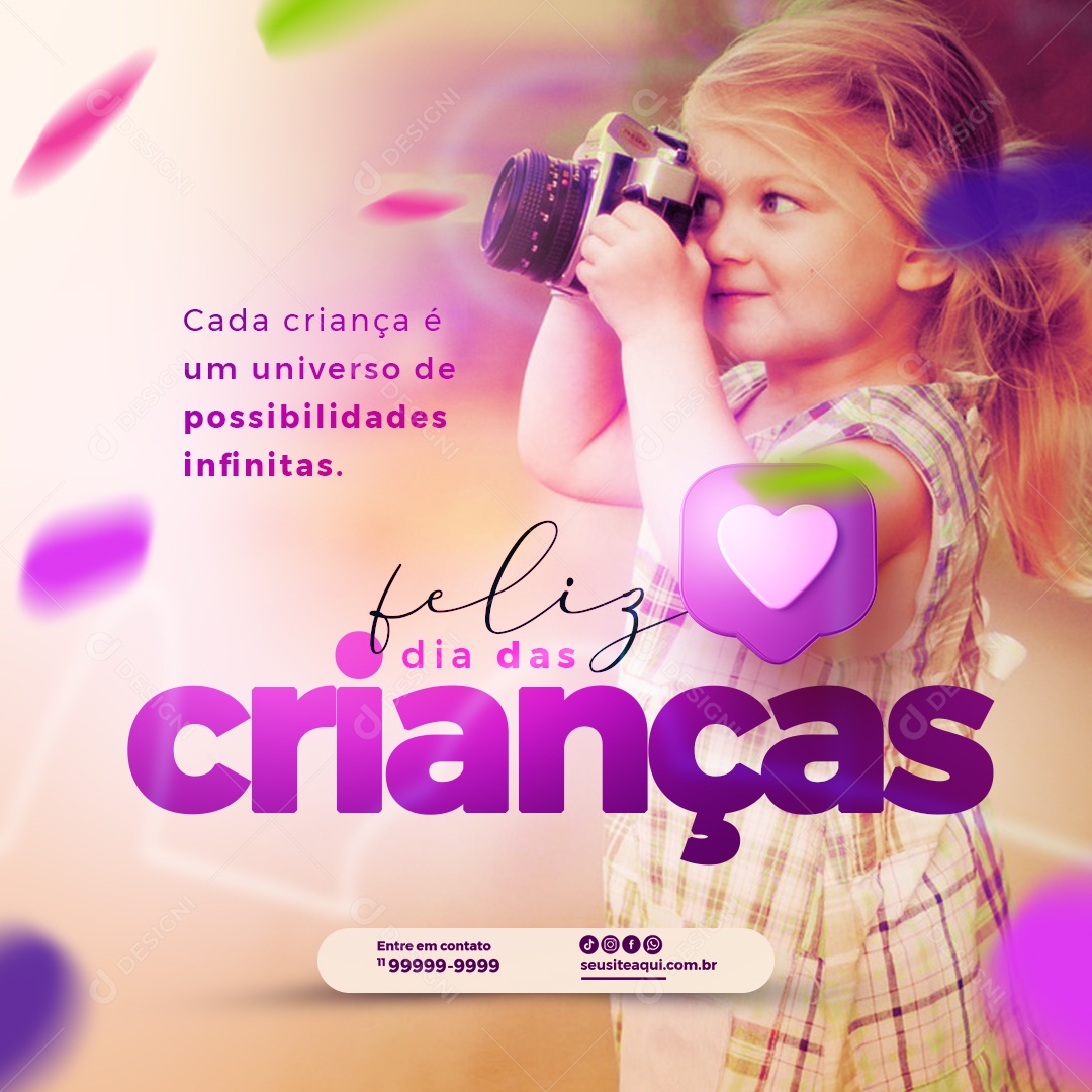 Feliz Dia das Crianças 12 de Outubro Social Media Editável