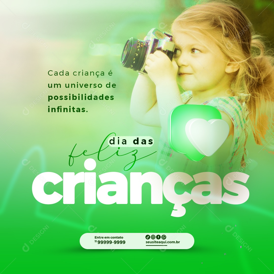 Feliz Dia das Crianças 12 de Outubro Social Media Editável