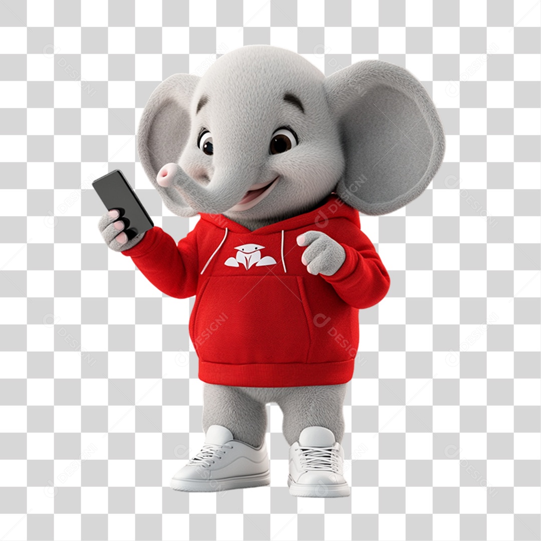 Mascote Elefante PNG Transparente