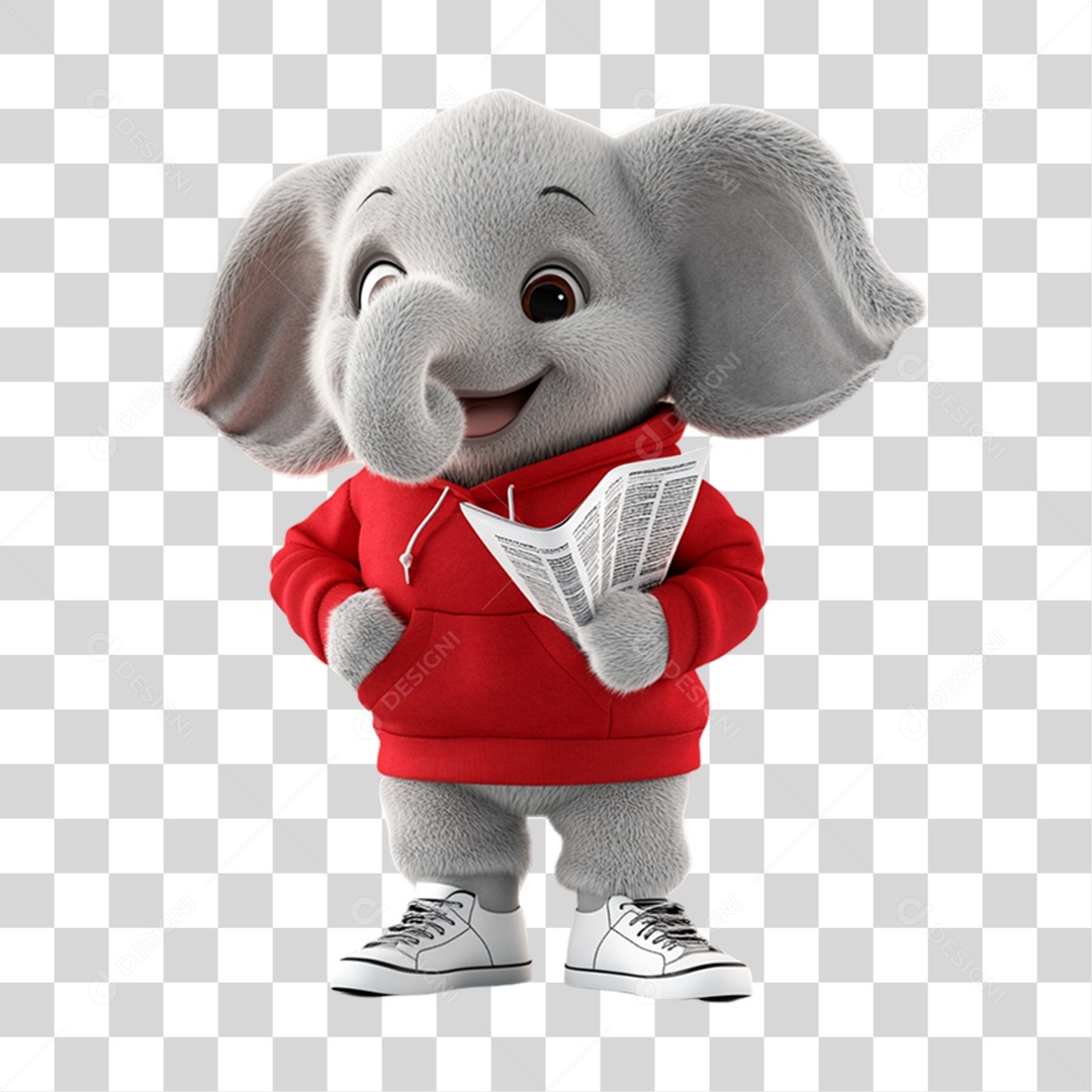 Mascote Elefante PNG Transparente