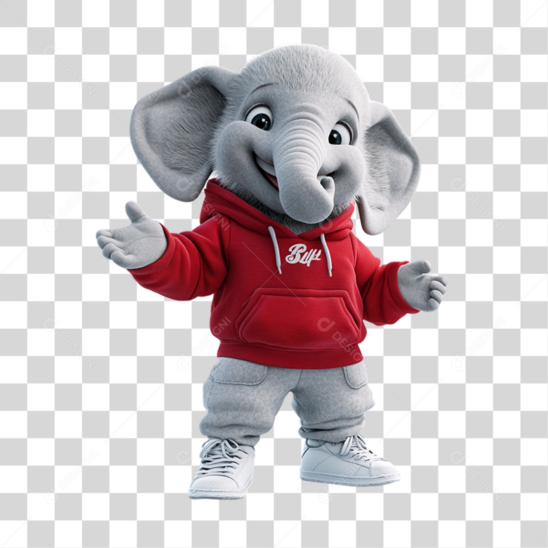 Mascote Elefante PNG Transparente