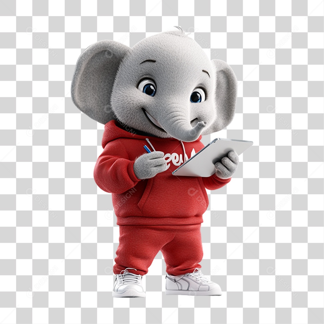 Mascote Elefante PNG Transparente