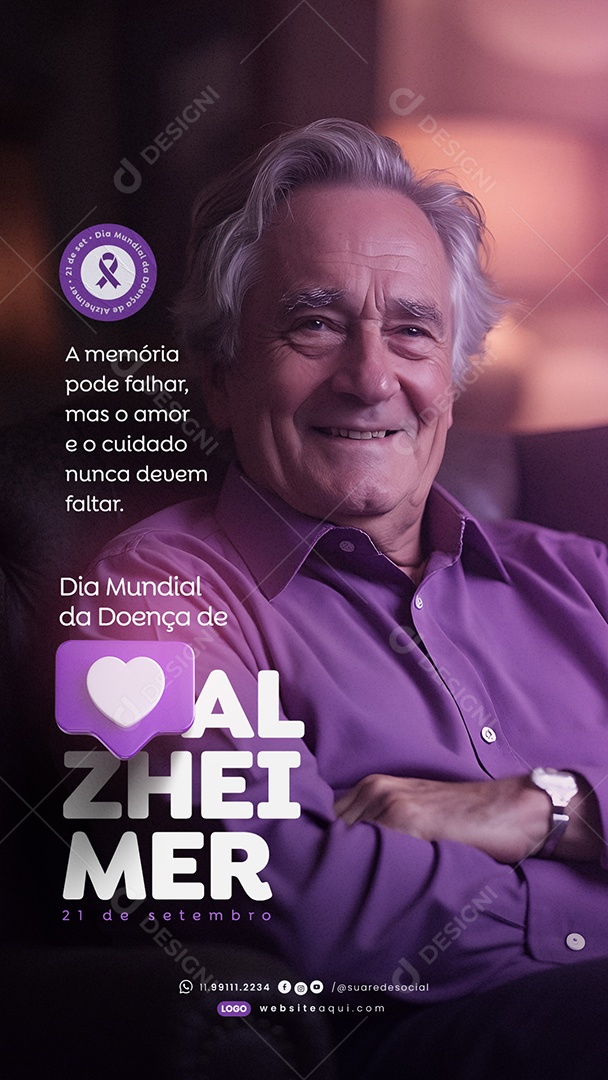 Story Dia Mundial da Doença de Alzheimer 21 de Setembro o Cuidado Nunca Devem Faltar Social Media PSD Editável