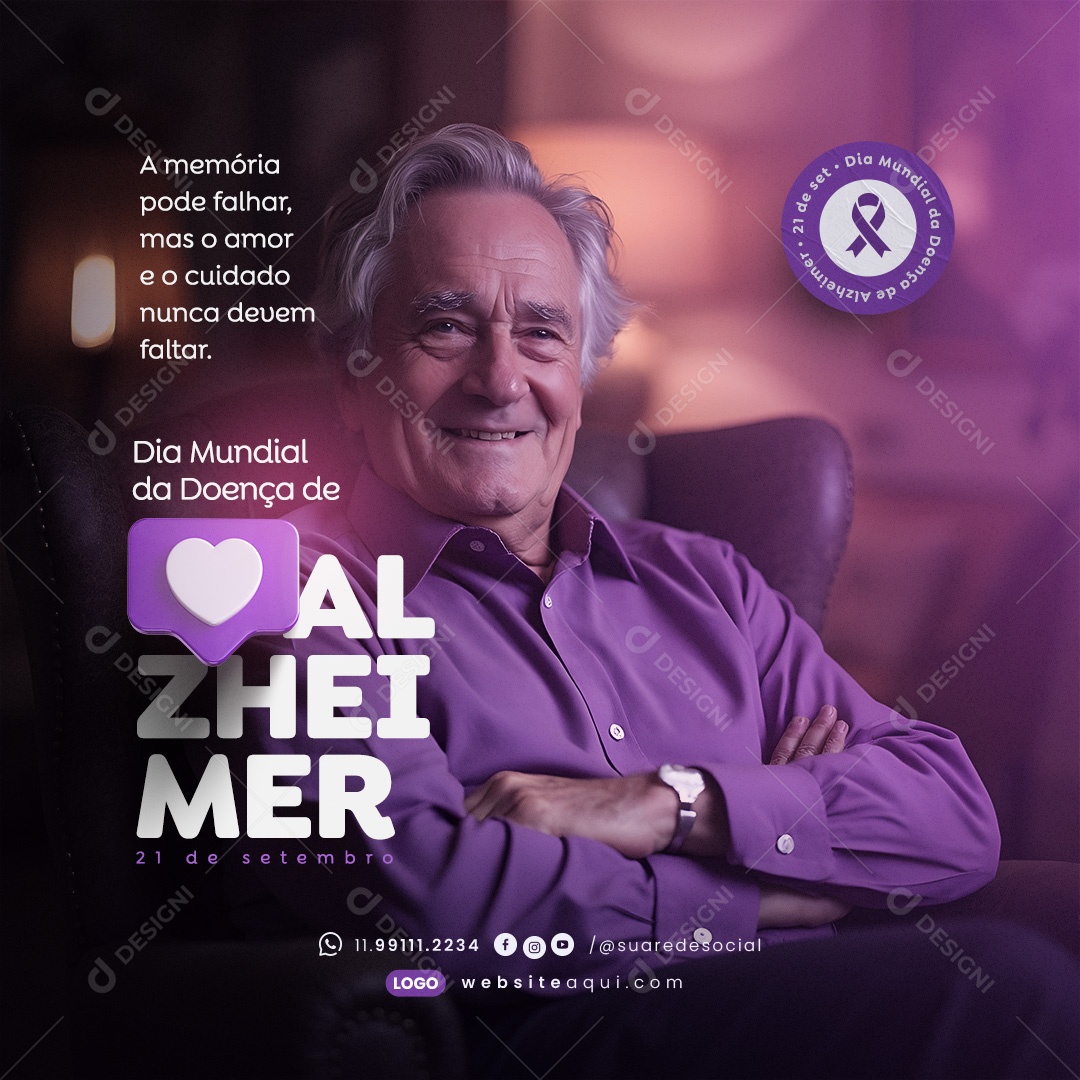 Dia Mundial da Doença de Alzheimer 21 de Setembro o Cuidado Nunca Devem Faltar Social Media PSD Editável