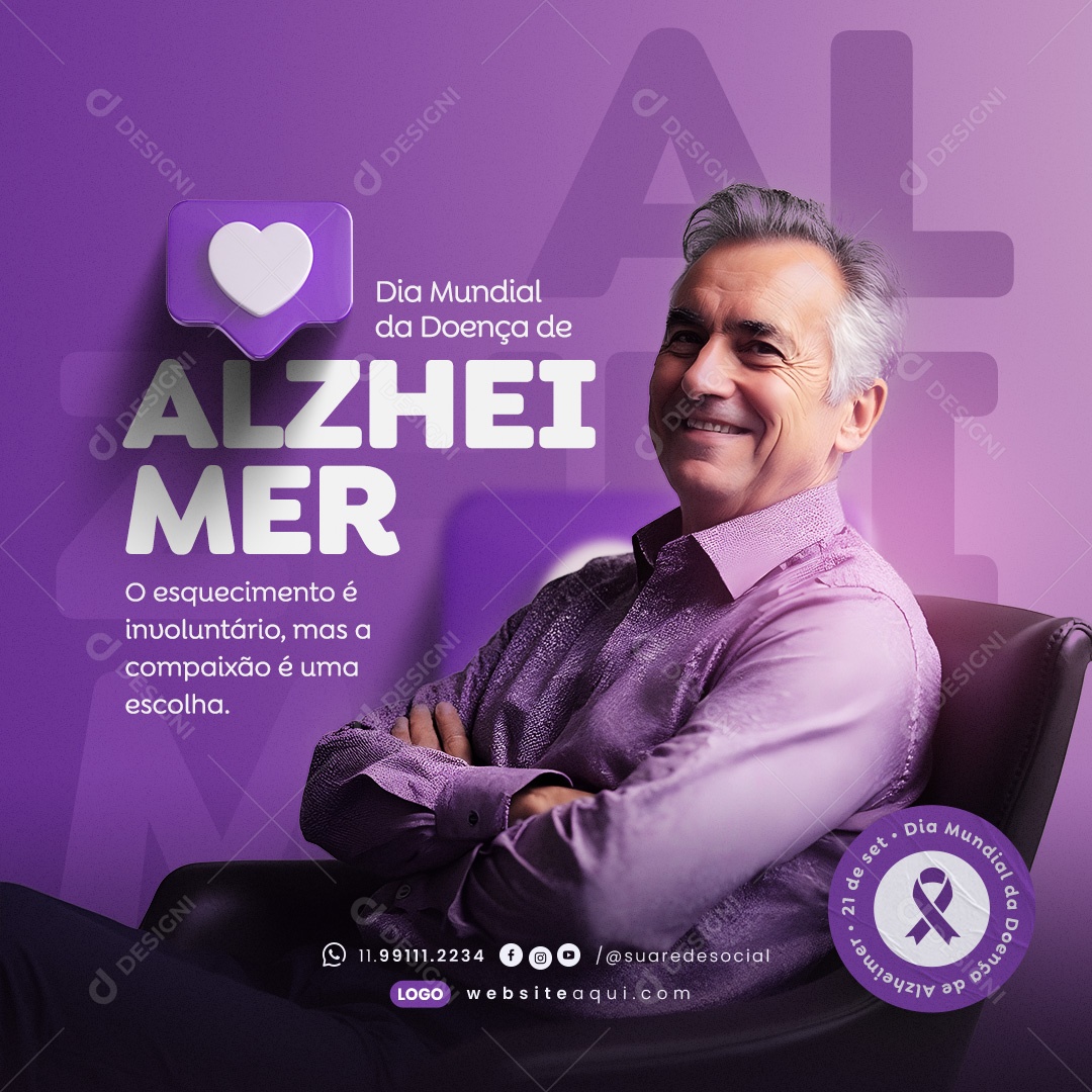 Dia Mundial da Doença de Alzheimer 21 de Setembro Social Media PSD Editável