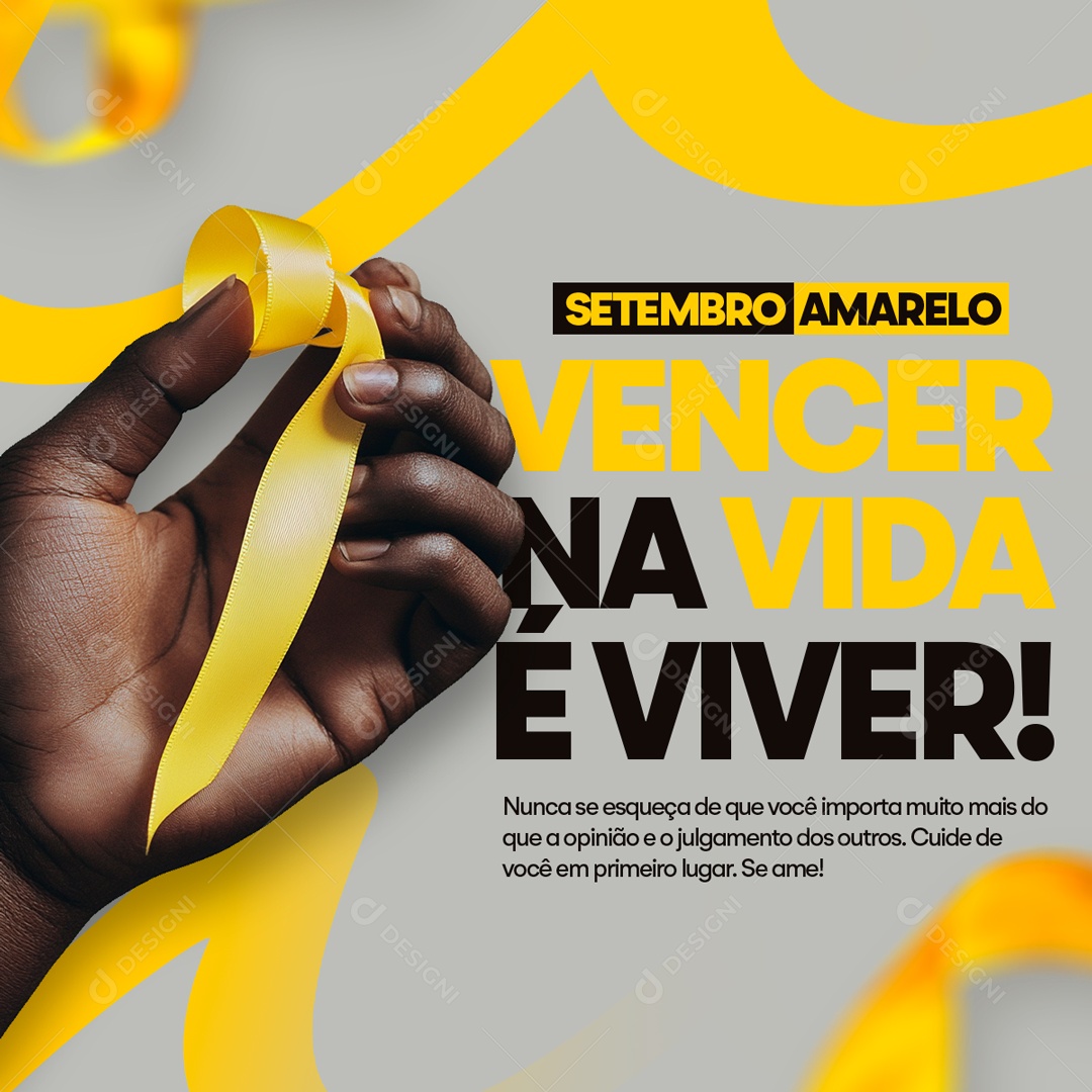 Setembro Amarelo Vencer na Vida é Viver Social Media PSD Editavel