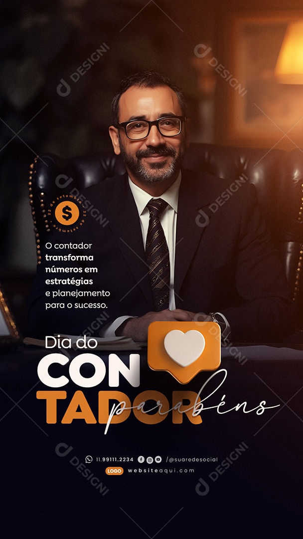 Story Dia do Contador 22 de Setembro Transforma Números em Estatrégias Social Mídia PSD Editável