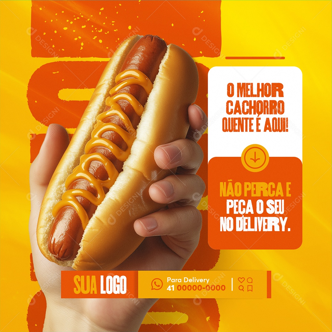 Restaurante O Melhor Cachorro Quente é Aqui Social Media PSD Editável