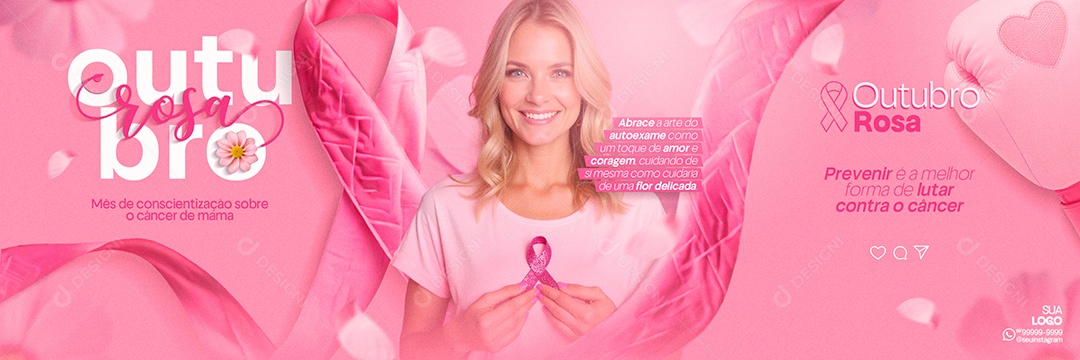 Carrossel Outubro Rosa Prevenir é a Melhor Forma de Lutar Social Media PSD Editável