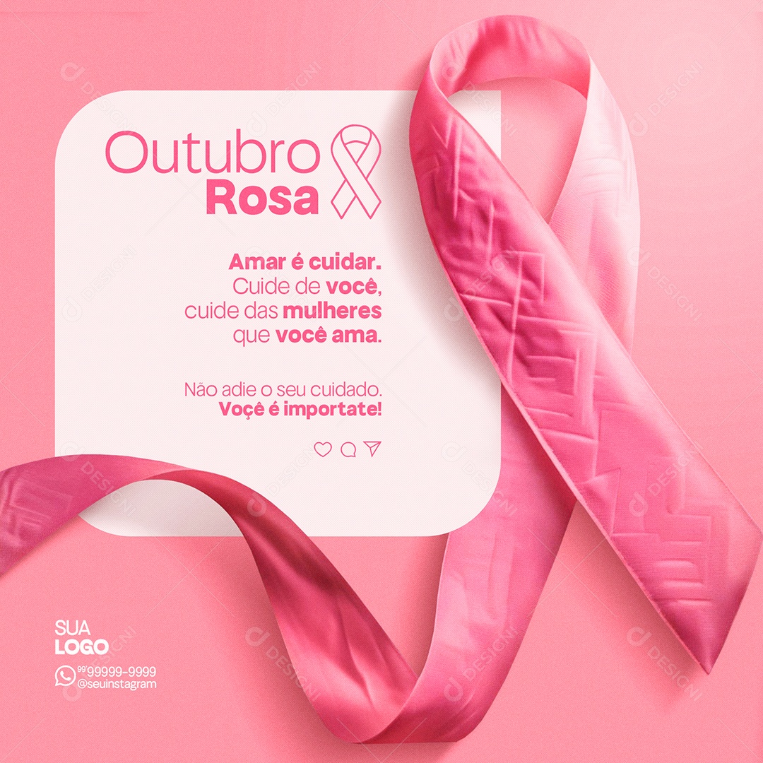 Outubro Rosa Amar é Cuidar Social Media PSD Editável