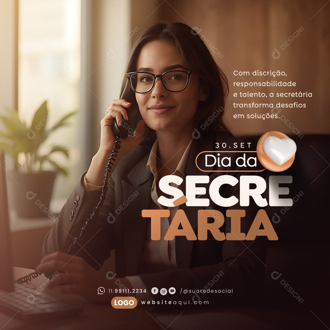 Dia da Secretária 30 de Setembro Social Media PSD Editável