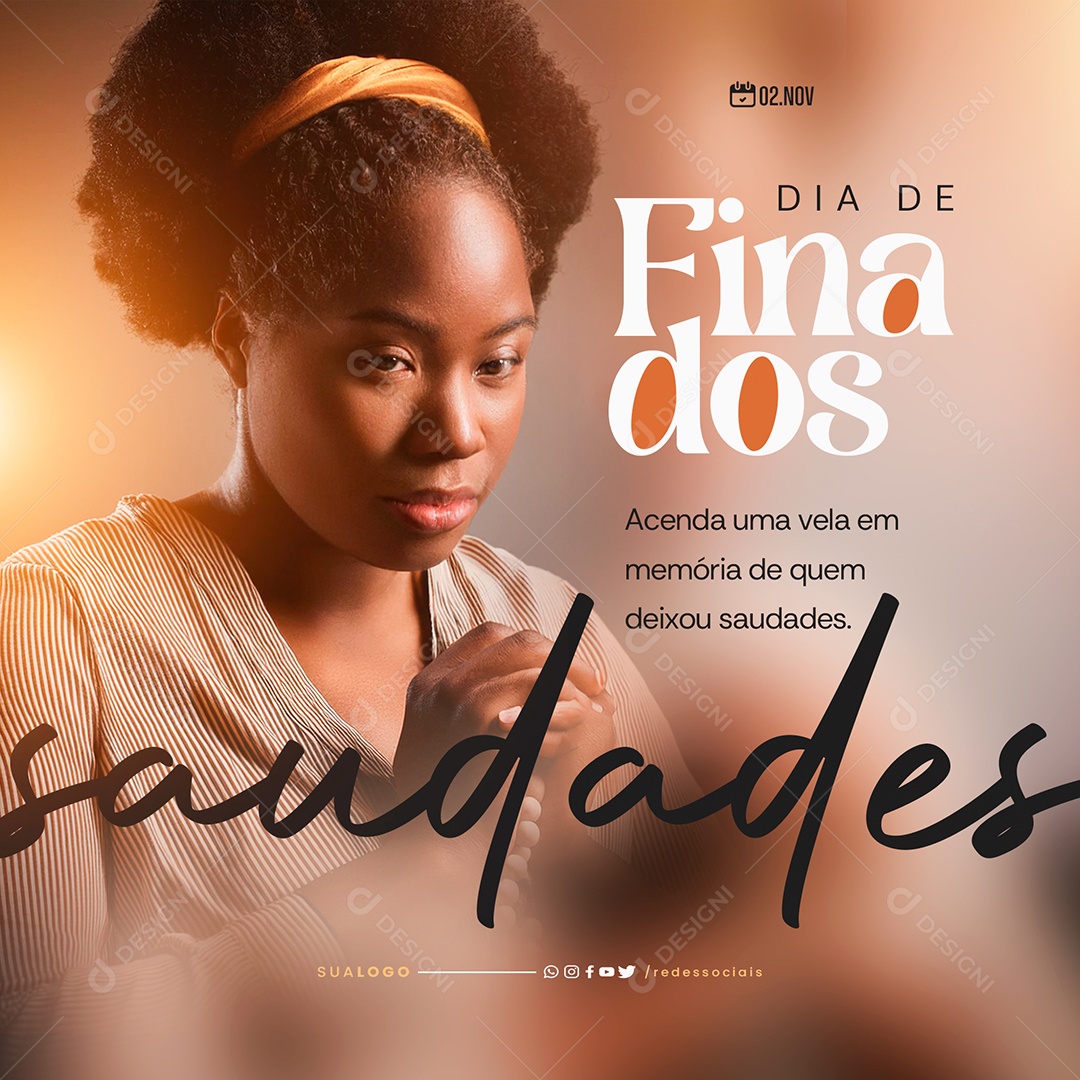 Social Media Dia de Finados 02 de Novembro Saudades PSD Editável