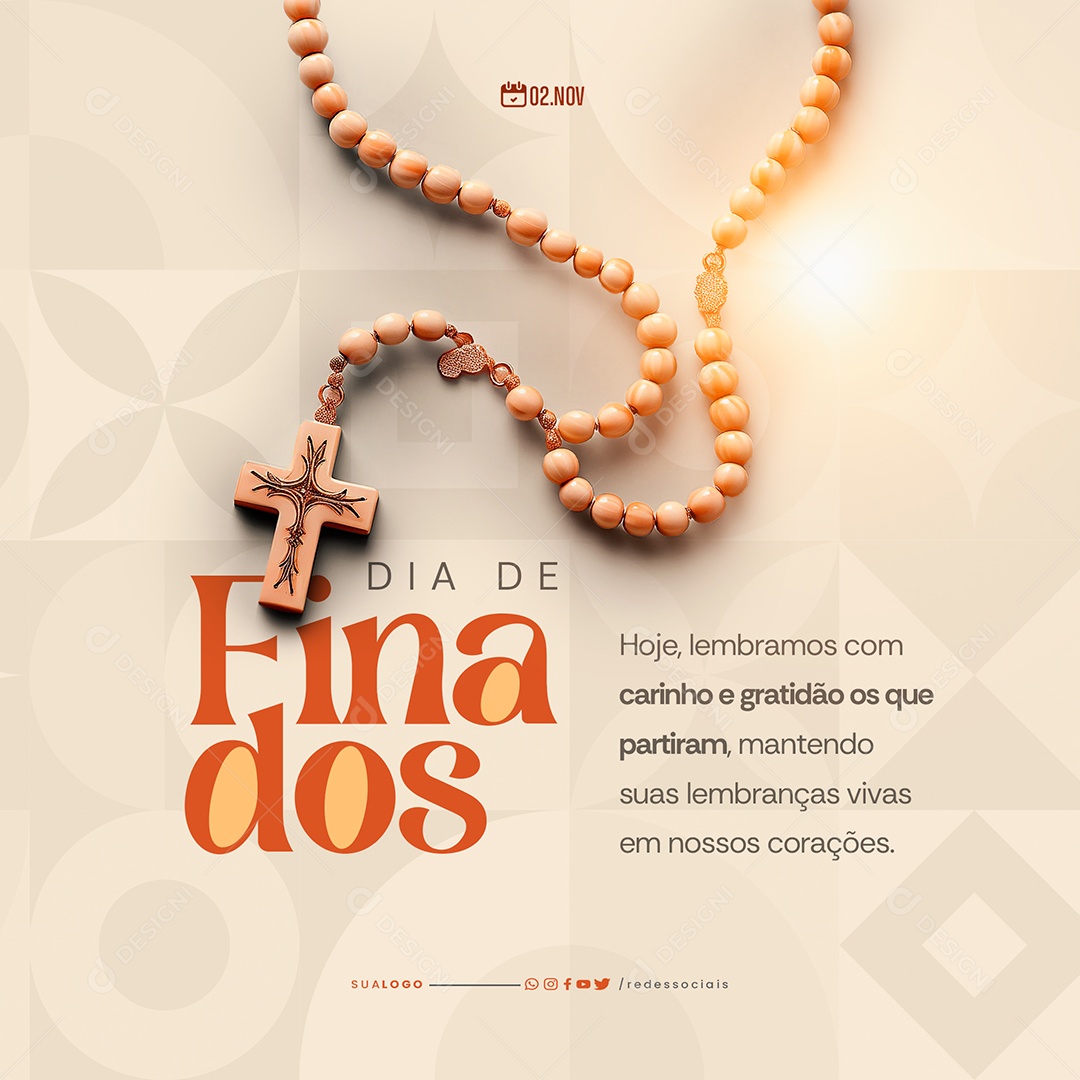 Social Media Dia de Finados 02 de Novembro Carinho e Gratidão PSD Editável