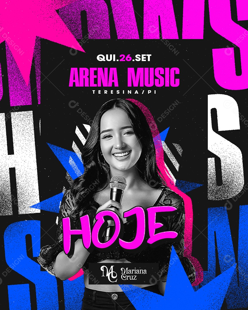 Flyer Arena Music Hoje Mariana Cruz Social Media PSD Editável
