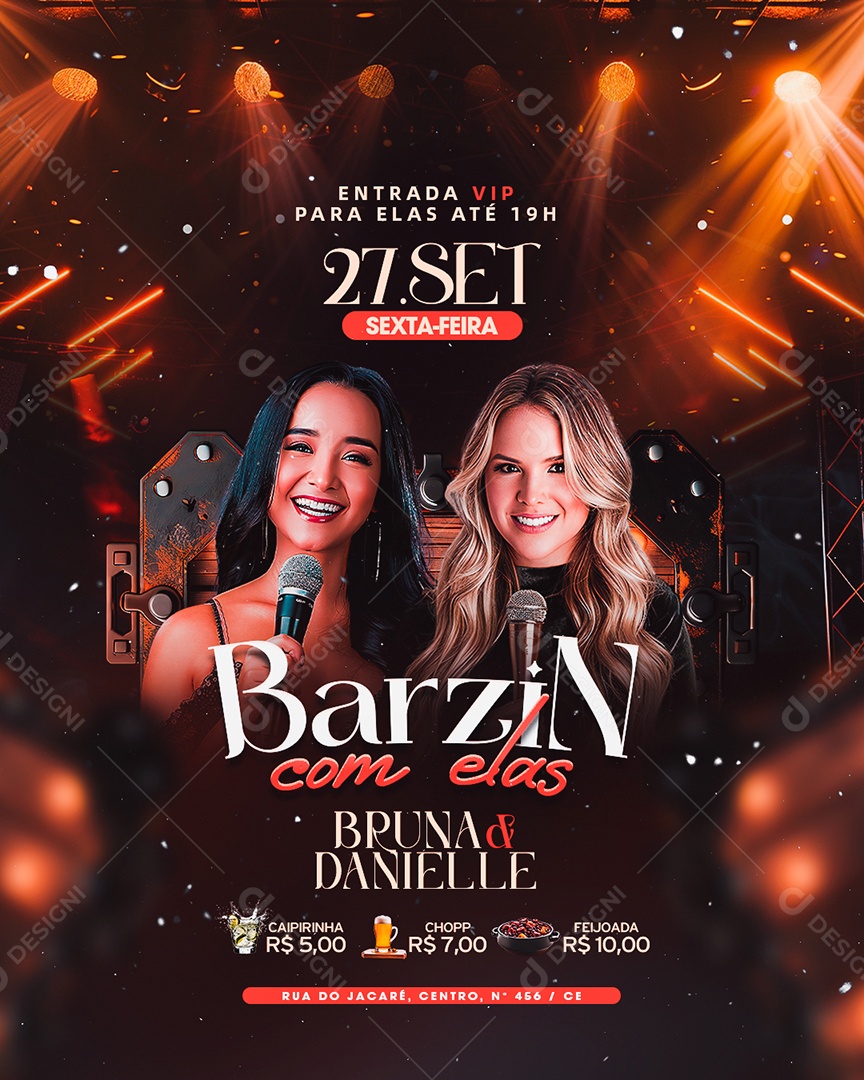 Flyer Barzin com Elas Social Media PSD Editável