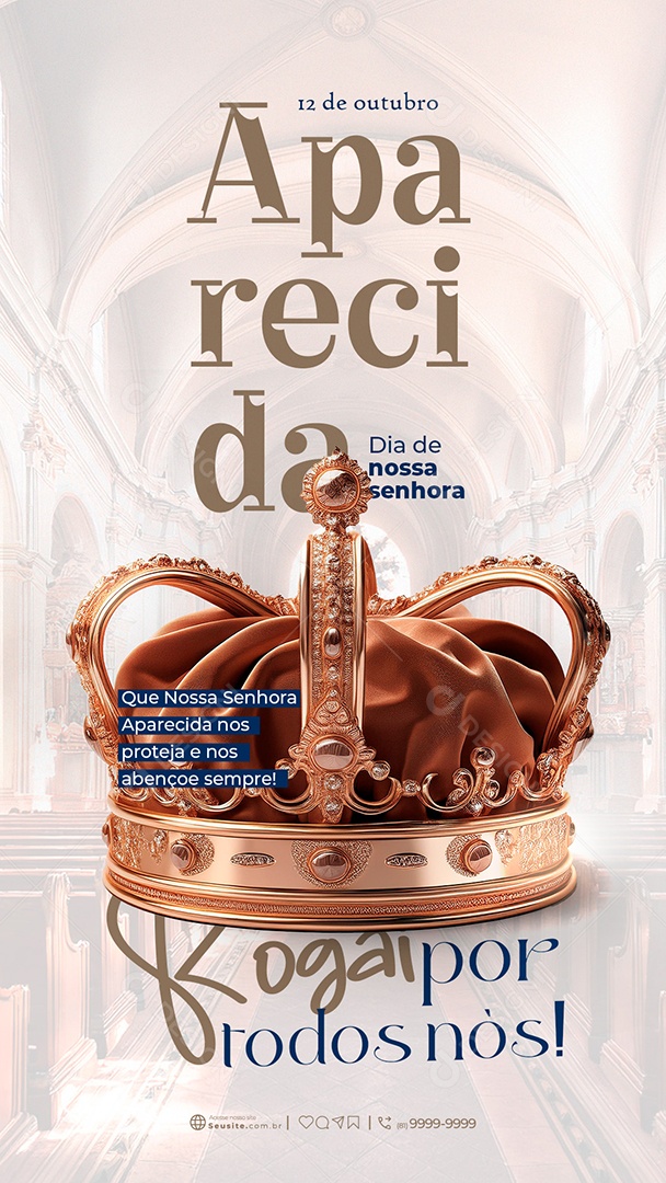 Story Dia da Nossa Senhora Aparecida 12 de Outubro Rogai por todos nós Social Media PSD Editável