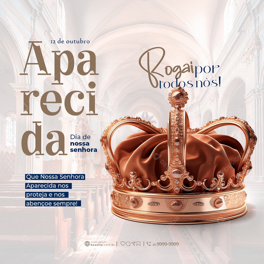 Dia da Nossa Senhora Aparecida 12 de Outubro Rogai por todos nós Social Media PSD Editável