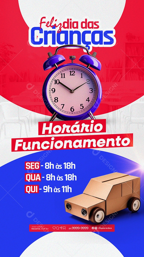 Story Dia das Crianças Horário de Funcionamento Social Media PSD Editável