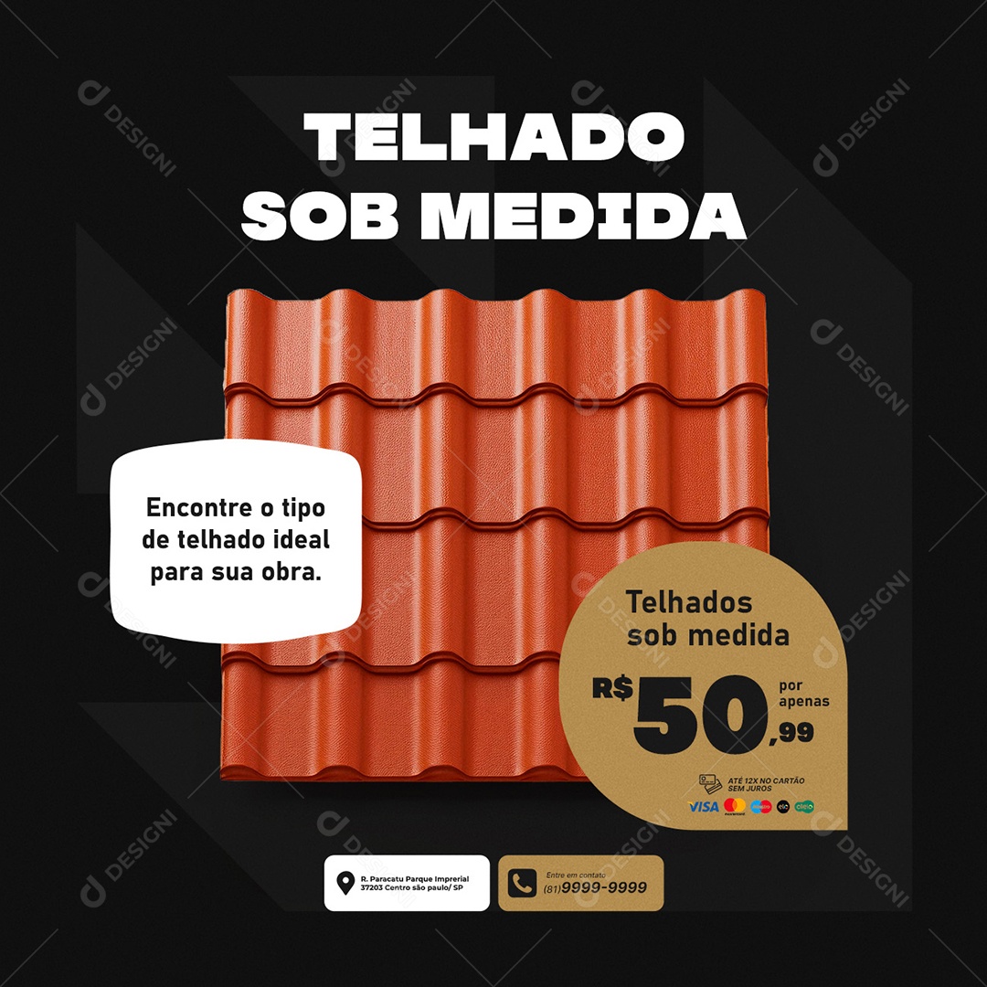 Telhado Sob Medida Social Media PSD Editável