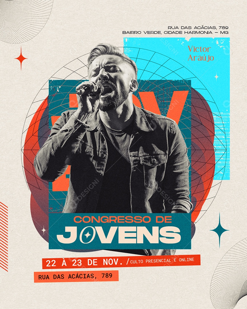 Gospel Congresso de Jovens Social Media PSD Editável