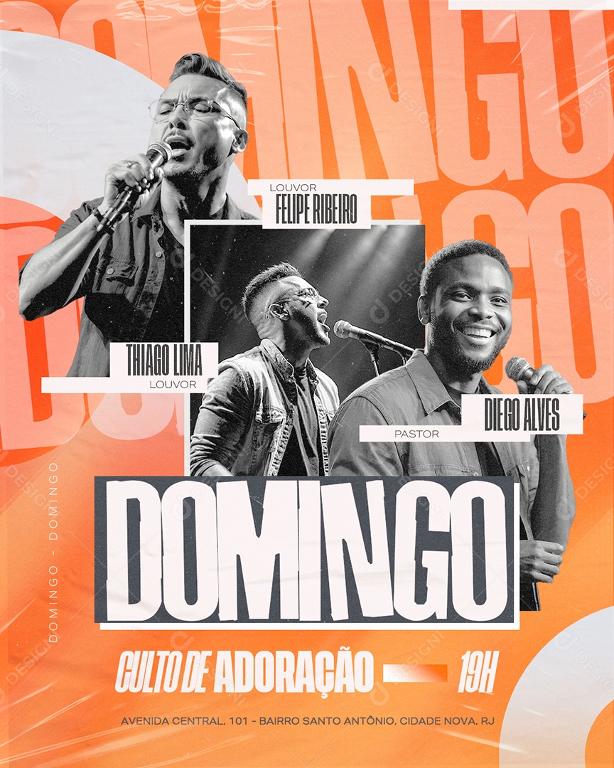 Gospel Domingo Culto de Adoração Social Media PSD Editável