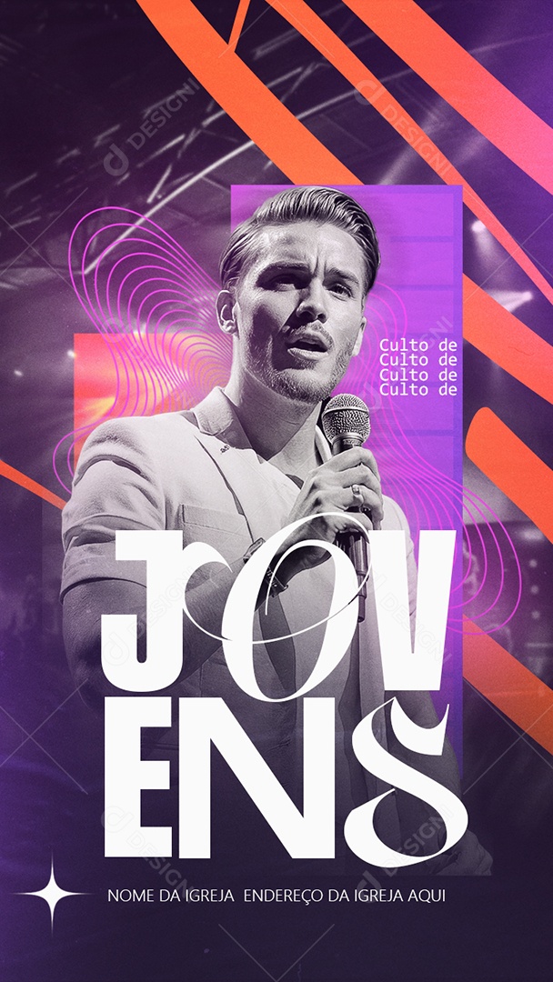 Story Gospel Culto de Jovens Social Media PSD Editável