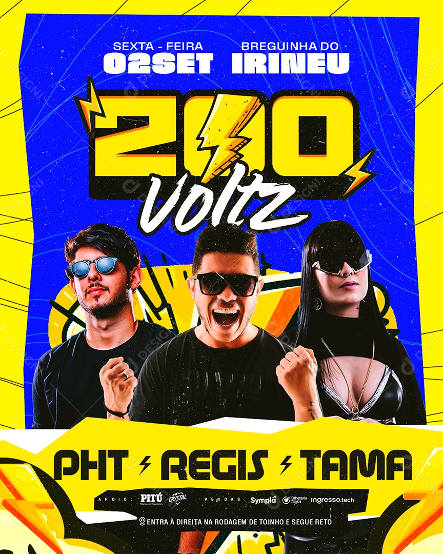 Flyer Shows Duzentos Voltz Social Media PSD Editável