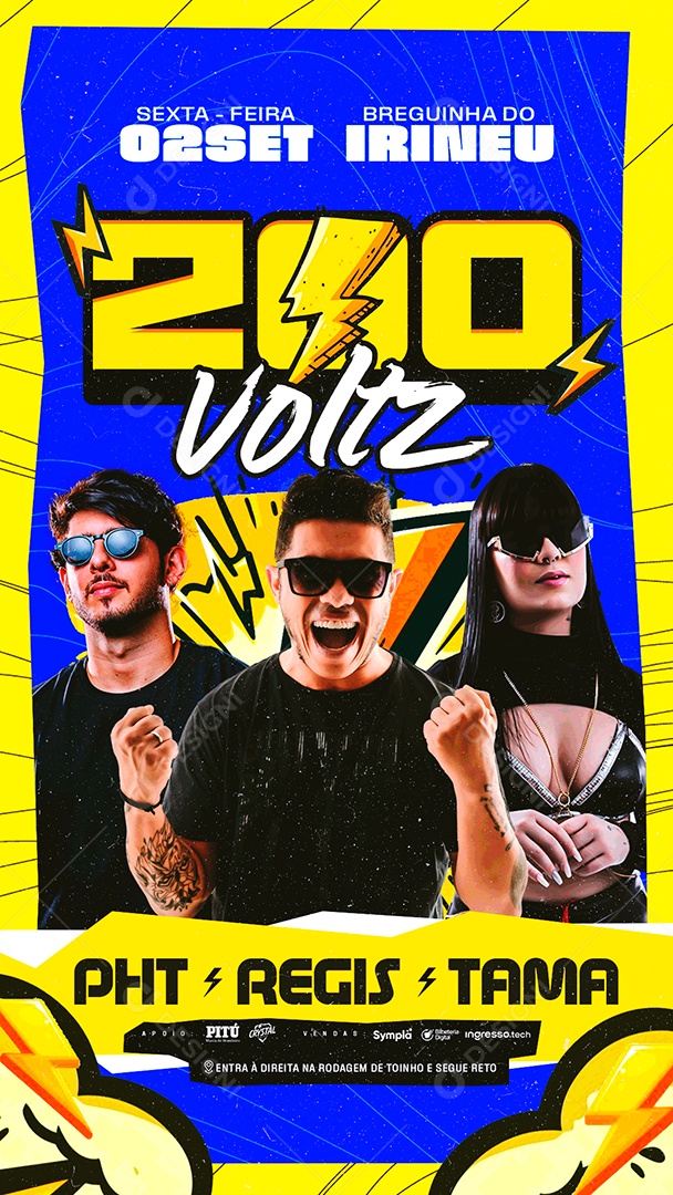 Flyer Shows Duzentos Voltz Social Media PSD Editável