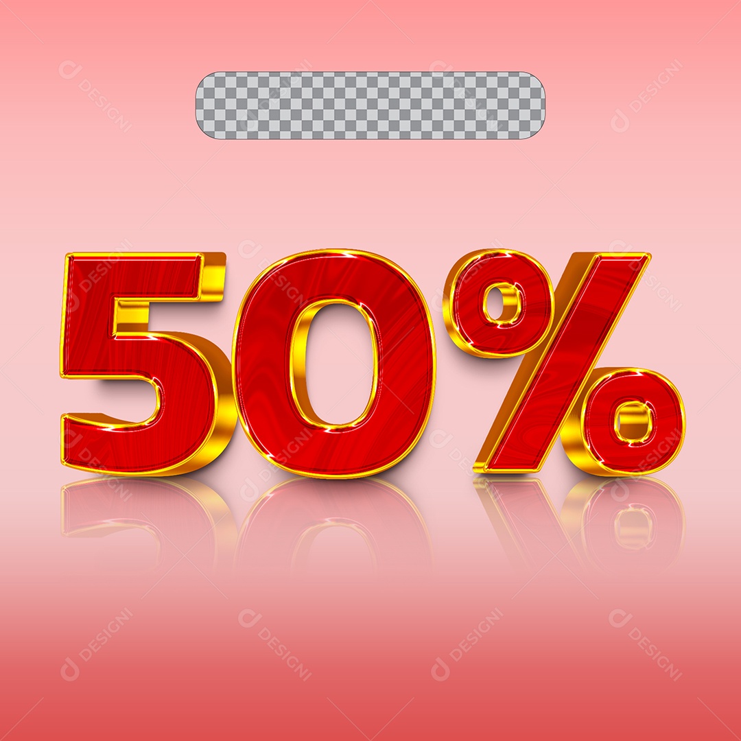 Desconto de 50% Elemento 3D Vermelho para Composição PSD