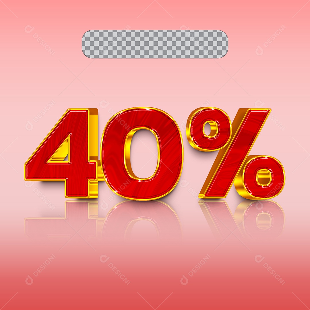 Desconto de 40% Elemento 3D Vermelho para Composição PSD