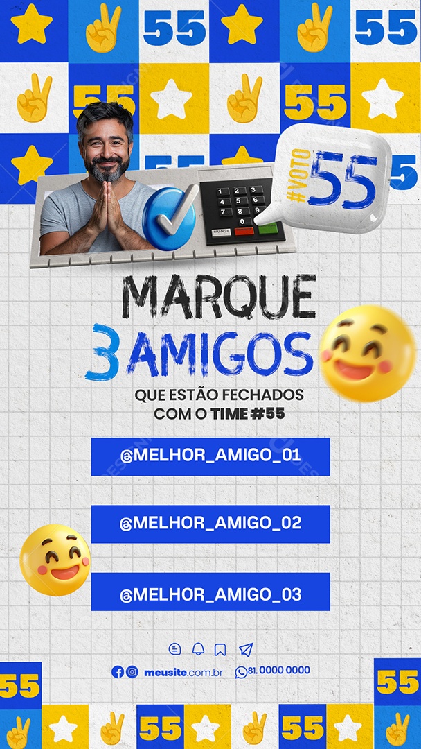 Story Politica Marque 3 Amigos Social Media PSD Editável